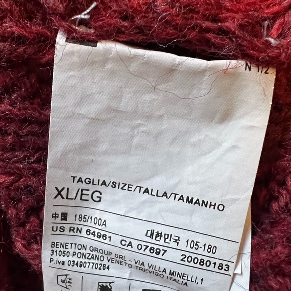 *FINAL* Benetton Alpaca Blend Wine Vintage Sweater - XL - Picture 4 of 5